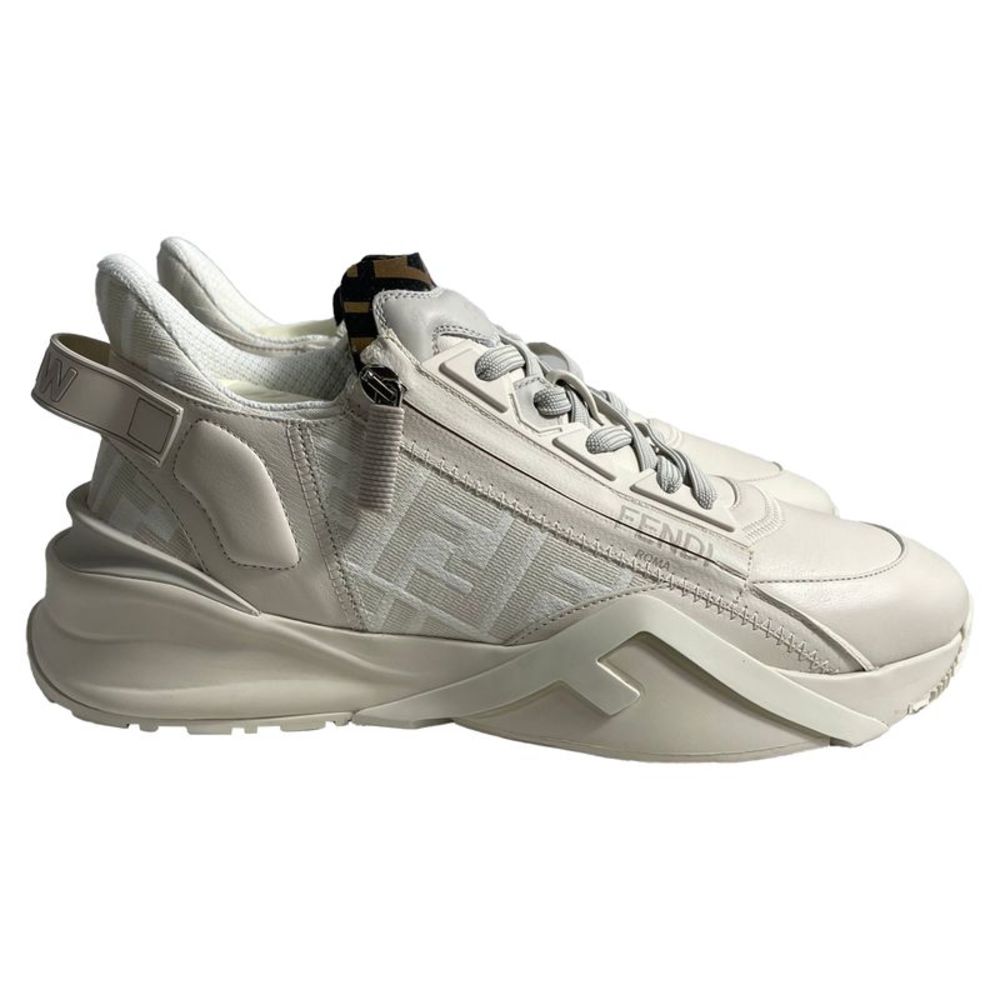 Fendi Flow Sneakers in Ecru Leather